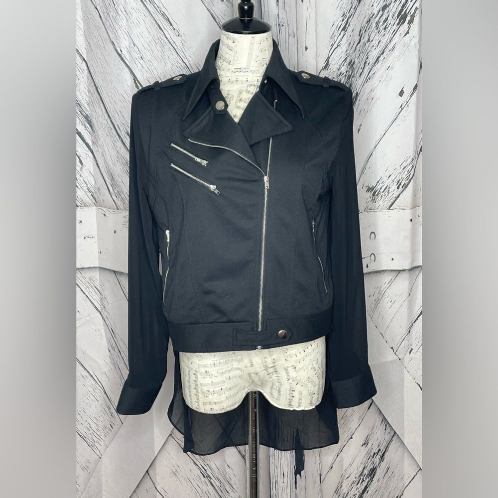 Lovposh Moto Jacket High/Low Sheer Back Size L